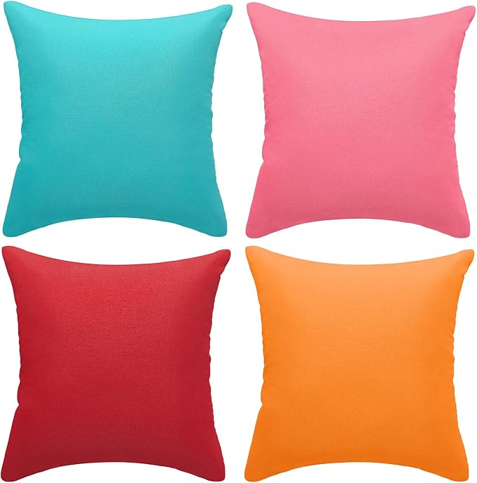 fauson Outdoor Pillows 18x18 Set of 4 Outdoor Pillows Waterproof Square Pillow Covers Cushion Cases for Patio, Couch, Tent and Sofa