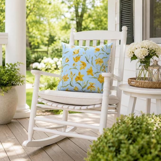 Outdoor Throw Pillows 18×18 Inch Waterproof Pillows with Inserts | Set of 2 Fade Resistant Decorative Square Pillows for Couch, Sofa and Patio Furniture