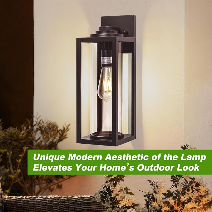 FILIYANO Large Outdoor Wall Lights, 20 Inch, Oil Rubbed Bronze, 2 Pack | Anti-Rust, Waterproof, Brown Exterior Lanterns with Clear Glass, Modern Farmhouse Sconces for Garage, Porch, Front Doo