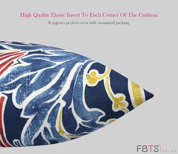 Pack of 2 Outdoor Waterproof Decorative Throw Pillow Covers for Patio Furniture, 18x18 Inch Square Fade Resistant Patio Garden Cushion Covers for Couch Bed Sofa, Jacobean Navy