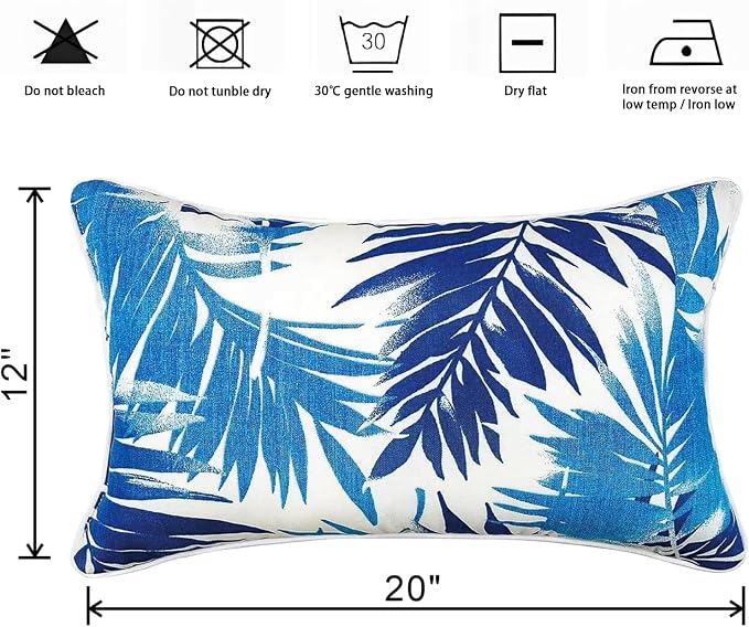 Outdoor Pillow Covers, Pillows Case 2PCS Waterproof Outdoor Pillow Cover 12x20 Inch Home Decor for Furniture Patio Couch Bed Sofa Bedroom