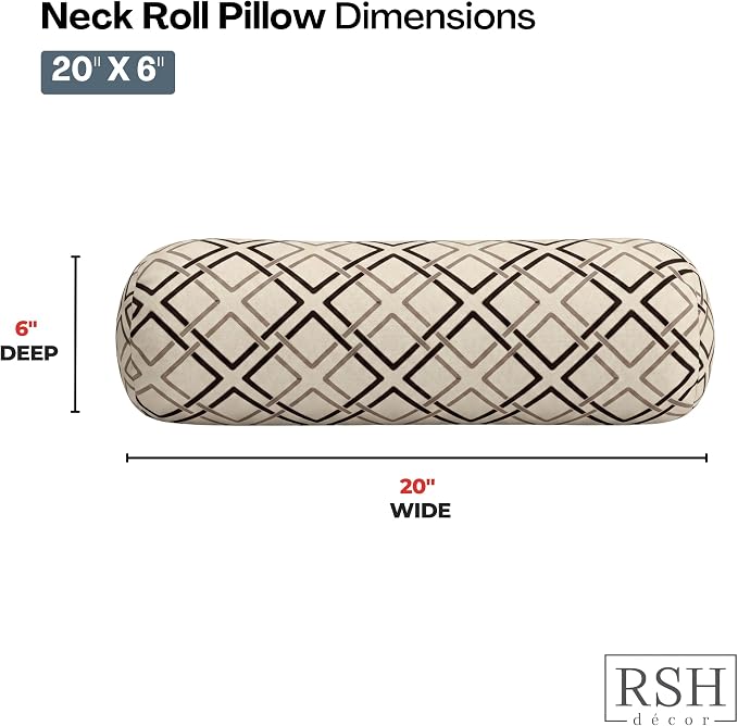 RSH DECOR: Sunbrella Neck Roll Pillows Set of 4 | 20” x 6” | Outdoor Bolster for Patio, Deck, Porch, or Poolside Furniture | Water & Fade-Resistant | Made in USA (Dwell Mahogany)