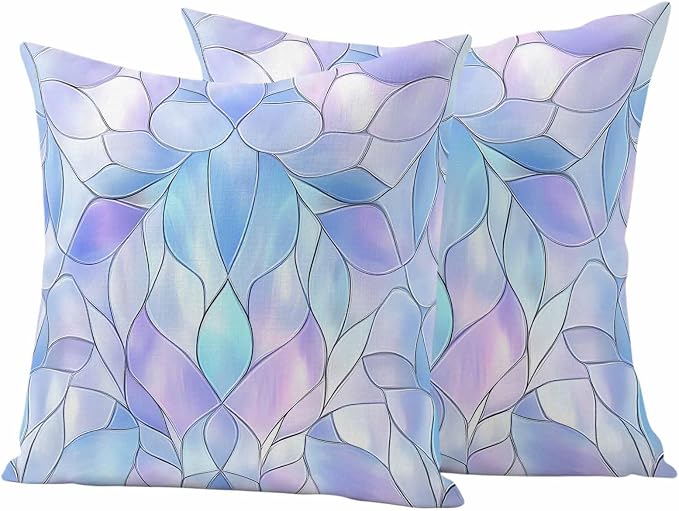 Abstract Art Outdoor Pillow Covers Set of 2 Gradient Stained Glass Fragments Modern Waterproof Throw Pillow Cover Decorative Cushion Cases for Patio Porch Garden 24X24 Inch