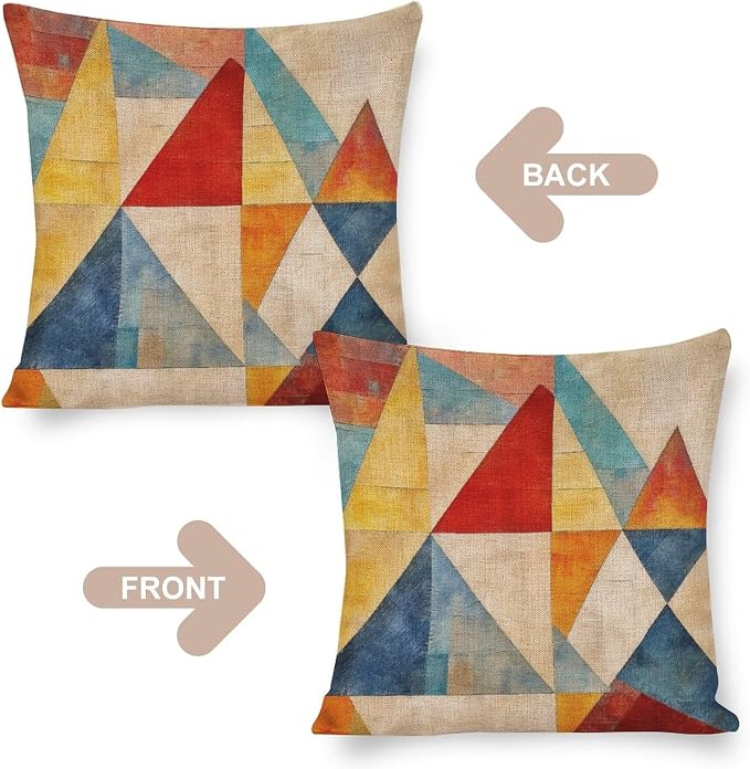 Cushion Case Colorful Fun Aesthetic Mid Century Modern Gomestry Zippered Pillow Cover Mid-Century Modern Style Outdoor Pillows Covers 18"x18" Pillows for Couch Sofa Patio Furniture Home Decor