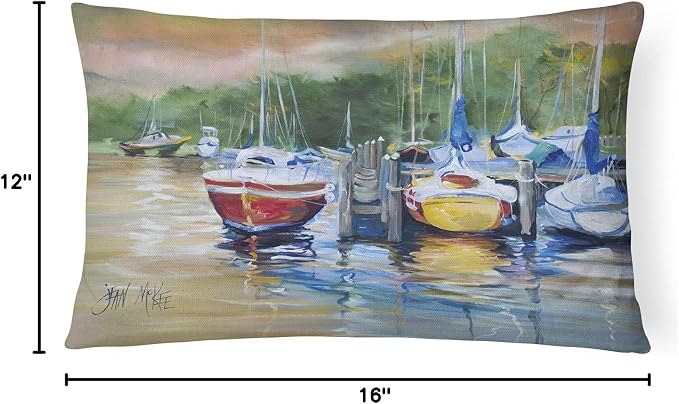 Caroline's Treasures JMK1086PW1216 Up The Creek Sailboat Canvas Fabric Decorative Pillow Machine Washable, Indoor Outdoor Decorative Pillow for Couch, Bed or Patio, 12HX16W