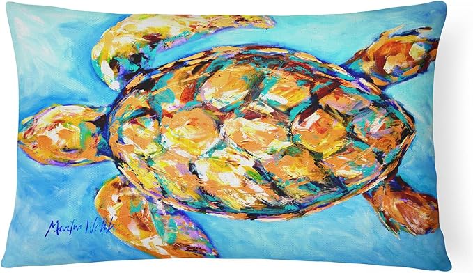Caroline's Treasures MW1150PW1216 Sand Dance Turtle Canvas Fabric Decorative Pillow Machine Washable, Indoor Outdoor Decorative Pillow for Couch, Bed or Patio, 12HX16W