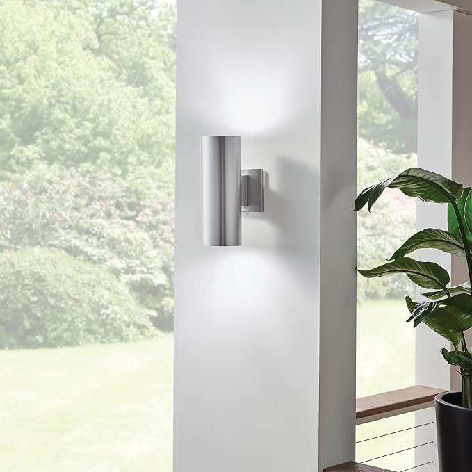Kichler Cylinders 12" 2-Light Cylinder Outdoor Wall Sconce in Brushed Aluminum, (12" H x 4.75" W), 9244BA