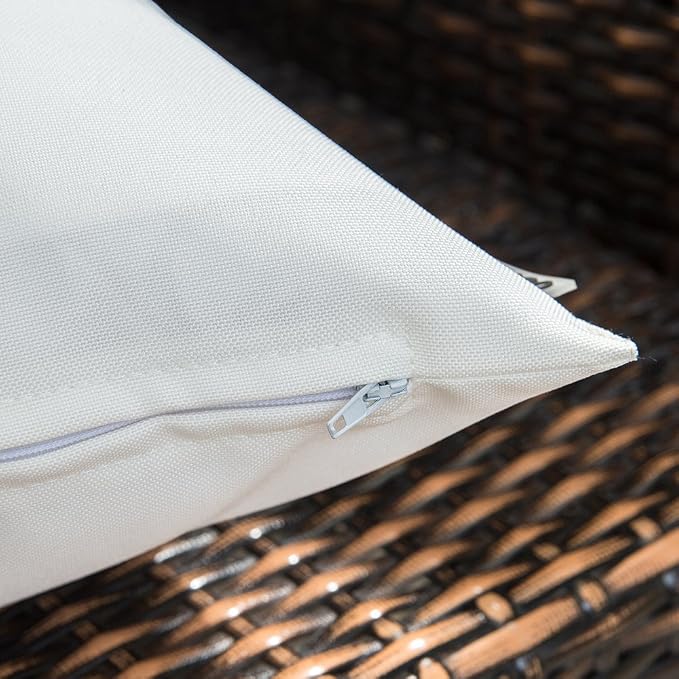MIULEE Decorative Outdoor Waterproof Pillow Covers 24x24 White | Decorative Patio Furniture,Pack of 2,Accent Square Euro Soild Throw Pillow Covers,Summer Garden Tent Couch Sofa