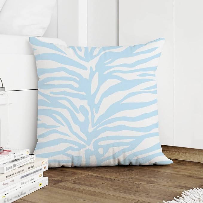 Blue Tiger Print Pillow Cover Animal Tiger Print Throw Pillow Cover Farmhouse Outdoor Waterproof Decorative Pillow Cover for Patio Couch Bench 16x16 in