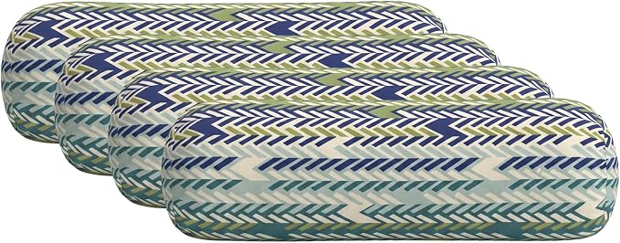 RSH DECOR: Sunbrella Neck Roll Pillows Set of 4 | 24” x 8” | Outdoor Bolster for Patio, Deck, Porch, or Poolside Chairs | Fade & Water-Resistant | Made in USA (Escape Sky)