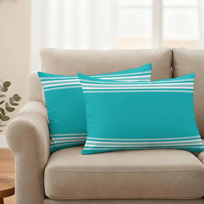 Outdoor Pillow Covers 12x20 Set of 2 Blue Stripe Outdoor Pillows Waterproof Throw Pillow Covers French Stripe Farmhouse Style Pillowcases Decorative Case for Patio Cushion