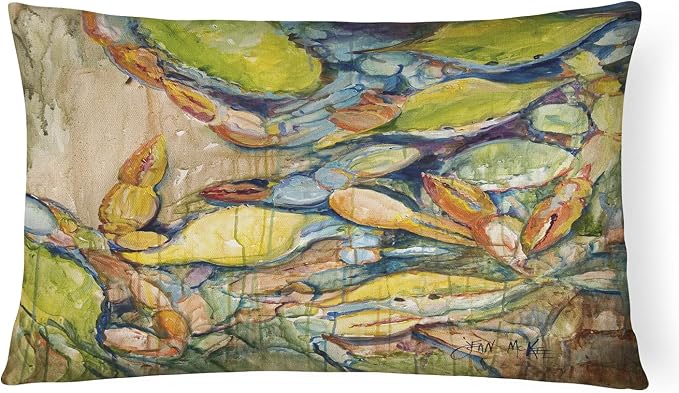 Caroline's Treasures JMK1102PW1216 Jubilee Blue Crab Canvas Fabric Decorative Pillow Machine Washable, Indoor Outdoor Decorative Pillow for Couch, Bed or Patio, 12HX16W