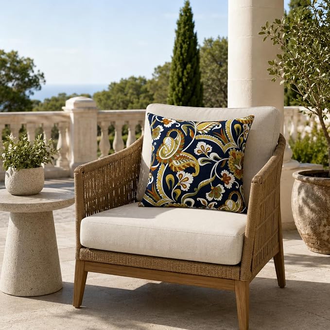 Outdoor/Indoor Decorative Throw Pillows 18×18 Inch | Pack of 2 Waterproof Decorative Throw Pillows with Inserts, Square Pillows for Bed, Couch, Sofa and Patio Furniture