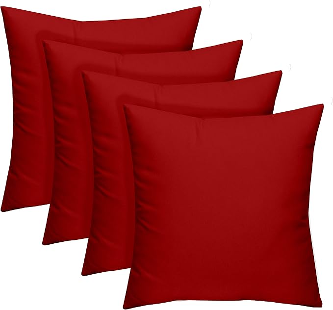 RSH DECOR Square Throw Pillows Set of 4, 17" x 17", Outdoor Pillows Waterproof, Patio Furniture Pillow, Decorative Outdoor Throw Pillow, Spun Polyester, Heritage Red, Made in USA