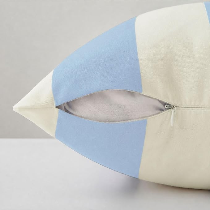 Allorry Lumbar Pillow Cover 12x20 Sky Blue Striped Decoration Throw Pillow Covers for Spring Summer Outdoor Waterproof Garden Patio Furniture Sofa Bed Home Decor JB016-D12