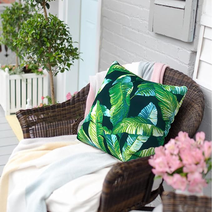 Outdoor Throw Pillow Covers 16x16 Inch, Square Patio Pillow Cases Pack of 2, Modern Decorative Back Cushion Covers for Patio Furniture Garden Couch Farmhouse, Hanalei Lagoon
