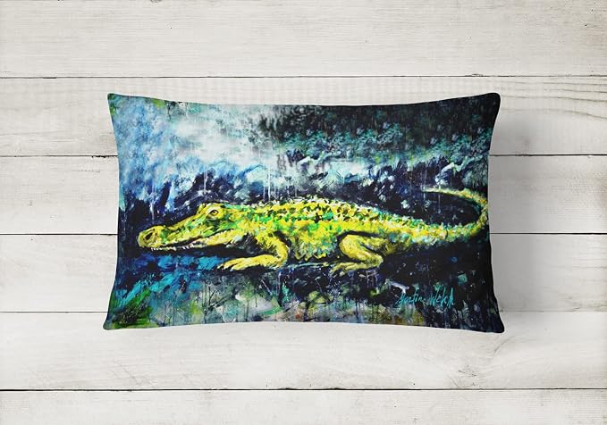 Caroline's Treasures MW1233PW1216 Sneaky Alligator Canvas Fabric Decorative Pillow Machine Washable, Indoor Outdoor Decorative Pillow for Couch, Bed or Patio, 12HX16W