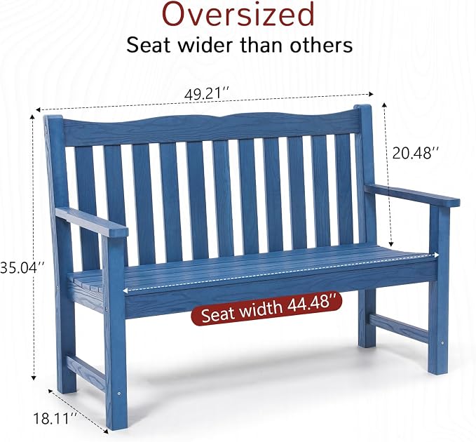 Stoog Outdoor Bench & Chairs Set, All-Weather Patio Furniture Set, Include 2 Patio Chairs and 1 Patio Bench, for Porch, Backyard, Lawn, and Garden, Blue