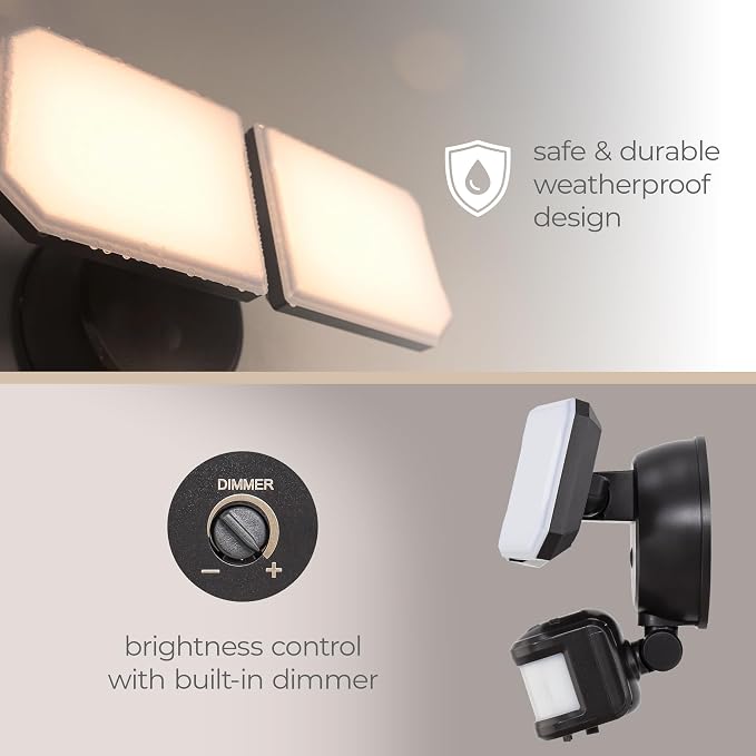 Guardian Flood and Security Wall Light with 2 Lights 2,250 Lumens 20 Watts and Programmable Motion and Photo Sensor in Bronze