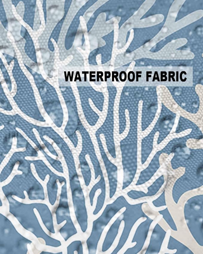 Pack of 2 Outdoor Pillow Covers 20x12 Waterproof Blue Coral Coastal Throw Pillow Covers, Decorative Pillowcases Nautical Ocean Marine Organism Cushion Covers for Patio Garden Couch Pillow Case