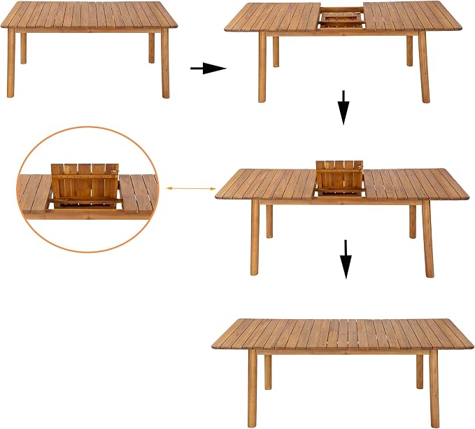 Christopher Knight Home Sky Acacia Wood Dining Table Set for 8, 9 Piece Patio Extendable Dining Table and Dining Chairs Set of 8 with Cushions & Rope Accents, Patio Furniture Set, Teak+Beige+Green