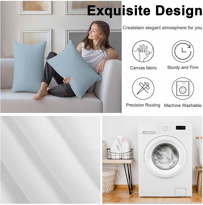Sky Blue Outdoor Pillow Covers 20x12 Inch Lumbar Pillow Covers Set of 2 Waterproof Decorative Throw Pillow Cases Modern Pure Winter Sky Blue Cushion Covers for Patio Furniture Garden Couch Sofa