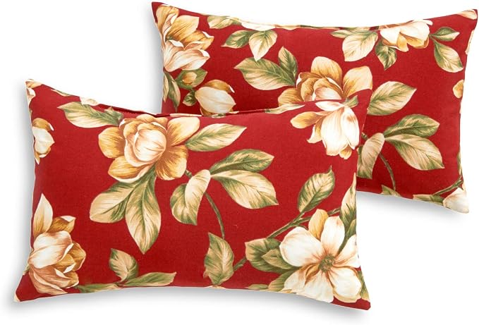 South Pine Porch Outdoor 19x12-inch Rectangle Accent Pillow (Set of 2), Roma Floral