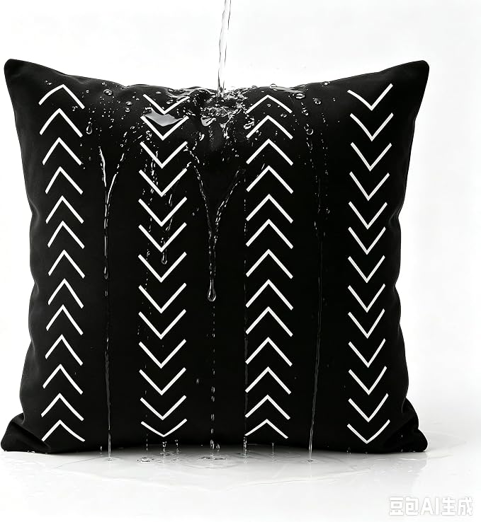 Outdoor Pillows Waterproof,18x18 inch Black and White Throw Pillows Boho Set of 2 for Patio Furniture,Sunbrella Outdoor Pillow Covers for Couch