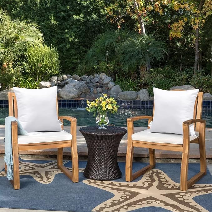 OTOSTAR Outdoor Throw Pillow Inserts - Pack of 2 Water Resistant Cushion Inner Pads for Patio Garden Coffee House Decorative Waterproof Pillow Inserts 16x16 Inch -White