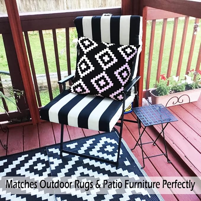 CARRIE HOME Black and White Outdoor Pillows Waterproof 18x18 Porch Throw Pillow Covers 18 x 18 Set of 2 Outdoor Patio Decor for Patio Furniture, RV, Backyard, Deck, Picnic, Beach, Trailer, Camping
