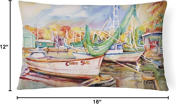 Caroline's Treasures JMK1041PW1216 Sailboat Cindy Sue Canvas Fabric Decorative Pillow Machine Washable, Indoor Outdoor Decorative Pillow for Couch, Bed or Patio, 12HX16W