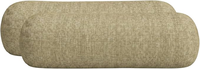 RSH DECOR: Sunbrella Neck Roll Pillows Set of 2 | 24” x 8” | Outdoor Bolster for Patio, Deck, Porch, or Poolside Chairs | Fade & Water-Resistant | Made in USA (Cast Tinsel)