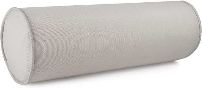 Austin Horn Classics Sunbrella Set of 2 Zippered Neck Bolster Pillow, Made with Sunbrella Fabric, Cylinder Pillows, for Couch & Bed, Decorative Round Throw Pillow, Back & Neck Support (Dove)