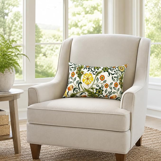 Outdoor Lumbar Pillows 12"x20" Waterproof Patio Pillows with Inserts | Set of 2 Fade Resistant Outdoor Waterproof Lumbar Pillow Decorative Garden Lumbar Cushions for Home Patio Terrace Sofa