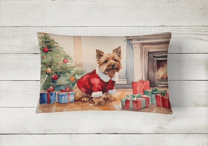 Caroline's Treasures DAC2714PW1216 Norwich Terrier Cozy Christmas Throw Pillow Machine Washable, Indoor Outdoor Decorative Pillow for Couch, Bed or Patio, 12HX16W
