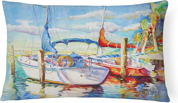 Caroline's Treasures JMK1088PW1216 Towering Q Sailboat Canvas Fabric Decorative Pillow Machine Washable, Indoor Outdoor Decorative Pillow for Couch, Bed or Patio, 12HX16W