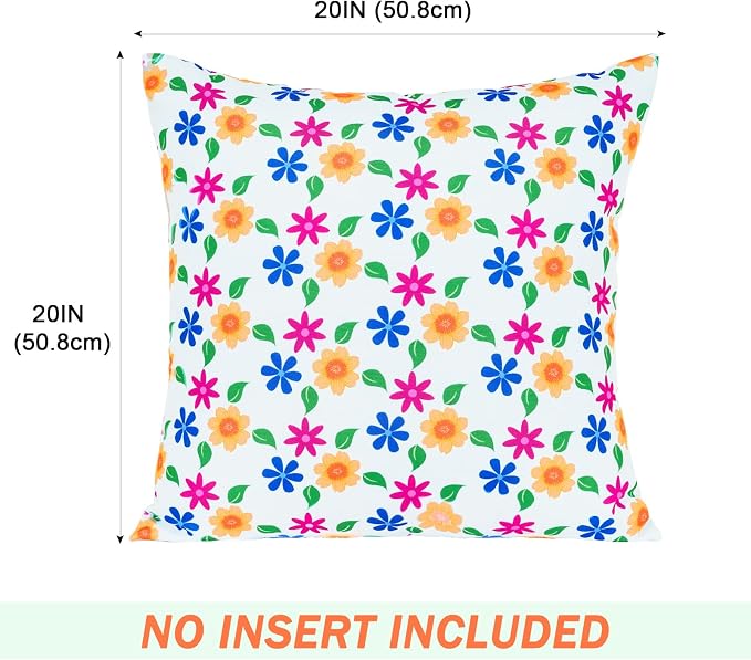 Eternal Beauty 20''x20'' Set of 2 Outdoor Pillow Covers Decorative Pillow Covers for Fall Couch Pillows (Yellow-Blue Flower, 20" x 20" (Pack of 2))