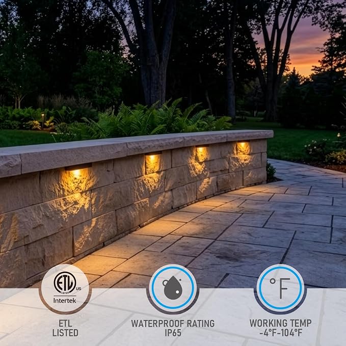 LEONLITE 8-Pack 5CCT 7 Inch LED Hardscape Lighting, 1800K-5000K | LED Landscape Lighting, 12-24V AC/DC Paver Light Low Voltage Retaining Wall Lights, 5W Outdoor Step Lights, ETL