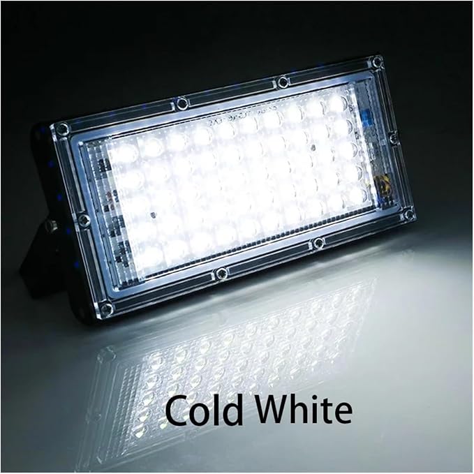 LED Flood Light Spotlight 100W 50W Outdoor Waterproof Reflector Floodlights Street Wall Lamp Garden Lighting(1pcs,Cool White_50W)