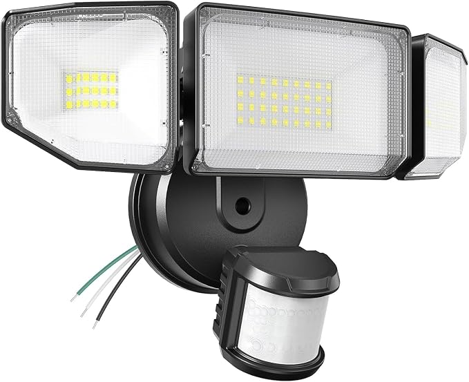 85W Motion Sensor Outdoor Light, 8500LM Ultra-Bright LED Security Light with 3 Adjustable Heads, IP65 Waterproof Dusk to Dawn Flood Light for Garage, Yard, and Driveway, 6500K Daylight, Black