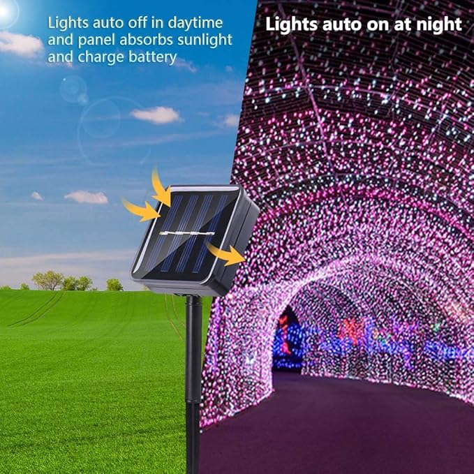 Lomotech Solar Fairy Lights Outdoor, 2 Pack Total 66ft 200 LED,Multicolor | Solar String Lights Waterproof 8 Modes Twinkle Lights for Outdoor, Patio, Garden, Yard, Party, Wedding, Tree Decoration