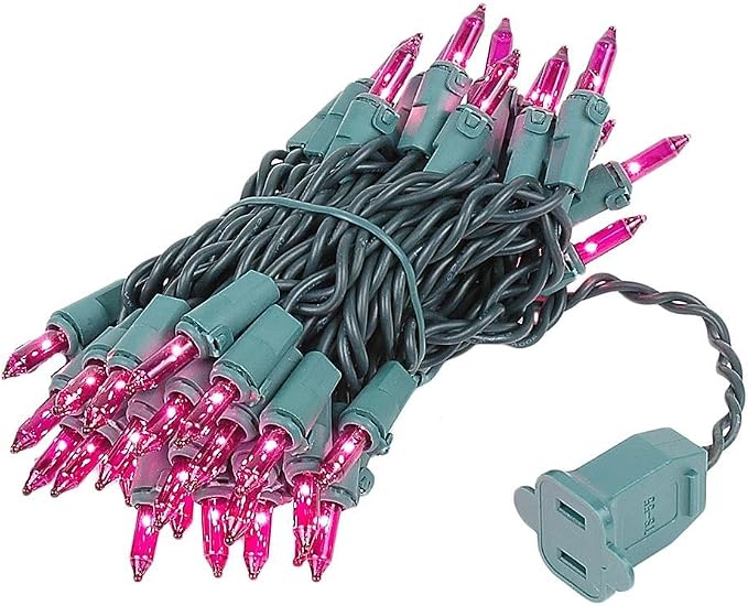 Novelty Lights 11 Feet 50 Bulbs Green Wire Purple Incandescent Mini Lights