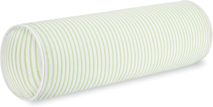Hofdeco Premium Coastal Hampton Outdoor Performance Bolster Pillow Cover Only, 6"x20" Water Repellent, UV and Fade Resistant for Backyard, Couch, Poolside, Grass Green Woven Coastline Stripes