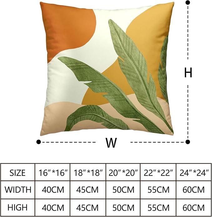 Set of 2 Tropical Leaves Throw Pillow Covers Boho Abstract Pillow Case Modern Palm Tree Cushion Case 20x20 Cotton Blend Pillowcase for Living Room Home Decor Sofa