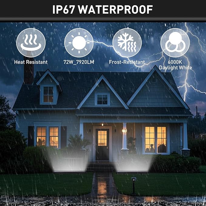 72W Outdoor Wall Washer Light Bars,7920LM Super Bright 6000K Daylight White LED Wall Washer Light,IP67 Waterproof 120V Plug in Outdoor LED Lights Bars for Landscape Yard Building Lighting(40 Inch)