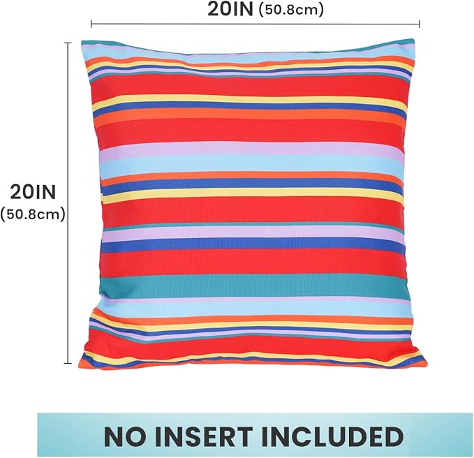 Eternal Beauty 20X20'' Set of 2 Outdoor Decorative Pillow Covers Waterproof Outdoor Pillow Covers for Spring Summer Patio Throw Pillows, Red Stripe, 20X20 inches