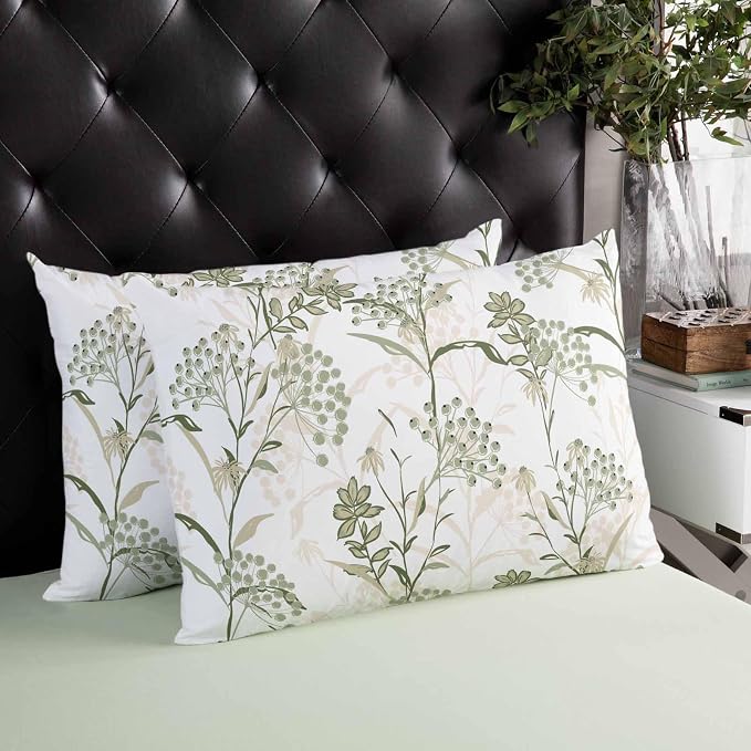 Outdoor Waterproof Throw Pillows Pastoral Sage Green Herbs Plant Patio Pillows Pack of 2,Decorative Pillow Covers with Insert,Pillow Cushion Case for Garden Couch Sofa Botanical Leaf on White