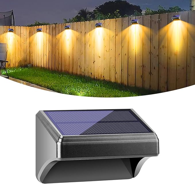 Bridika Solar Fence Lights - Warm White & White, Outdoor Wall & Step Lights, Waterproof for Backyard, Wall, Patio, Deck Railing, Stair (1 Pack)
