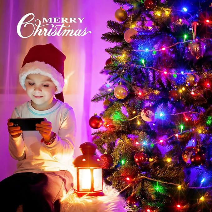 JMEXSUSS 163ft 500 LED Multicolor Christmas Lights Outdoor Waterproof | Clear Wire Colorful String Lights, 8 Modes Christmas Tree Lights Plug in for Patio Wedding Party Yard Xmas Tree Decor