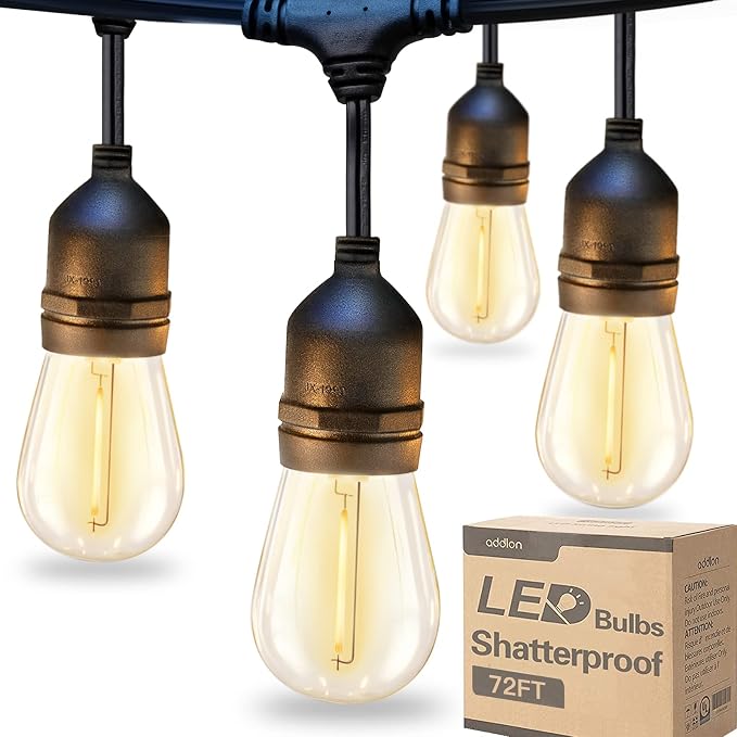 addlon LED Outdoor String Lights 72FT(36*2) Edison Vintage Weatherproof ETL | Commercial Grade Strand with Shatterproof Bulbs, Decorative Hanging Lights for Patio Backyard Garden Cafe Bistro Deck